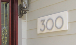 modern house numbers in brushed aluminum