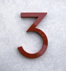 modern house numbers 3 in red
