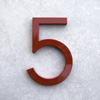 modern house numbers 5 in red