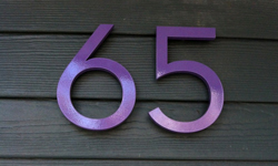 modern house numbers in purple